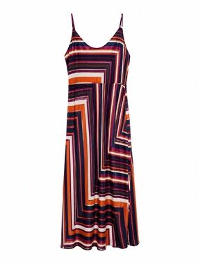 Anthropologie Tina Velvet Midi Dress Geometric Striped Size XL